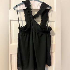 J. Crew 8T black ruffle cross front tank